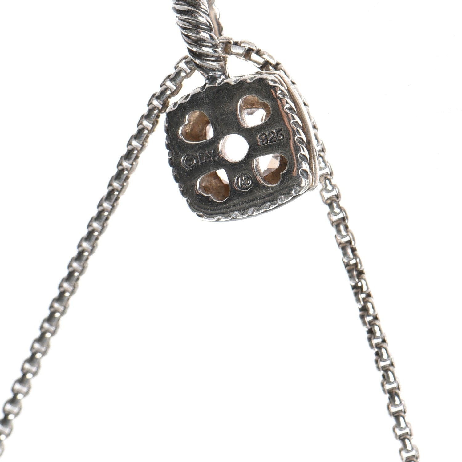 David Yurman Sterling Silver Diamond Morganite 7mm Petite Albion Pendant Necklace 5 of 6