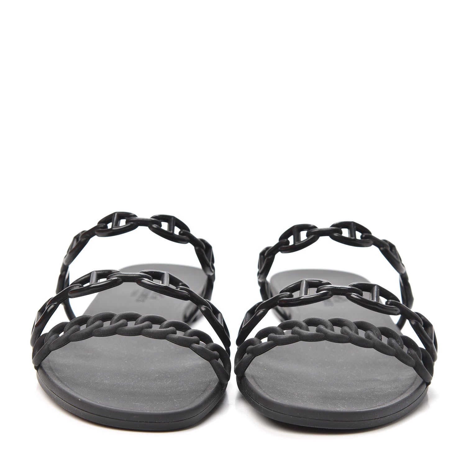 Hermes Rubber Chaine d'Ancre Rivage Sandals 37 Black 2 of 6