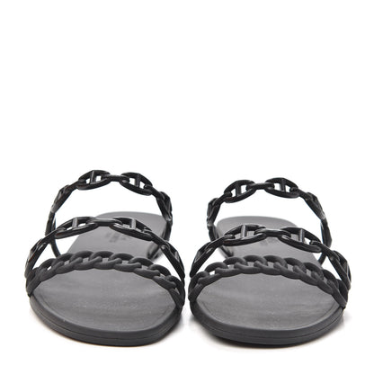Hermes Rubber Chaine d'Ancre Rivage Sandals 37 Black 2 of 6