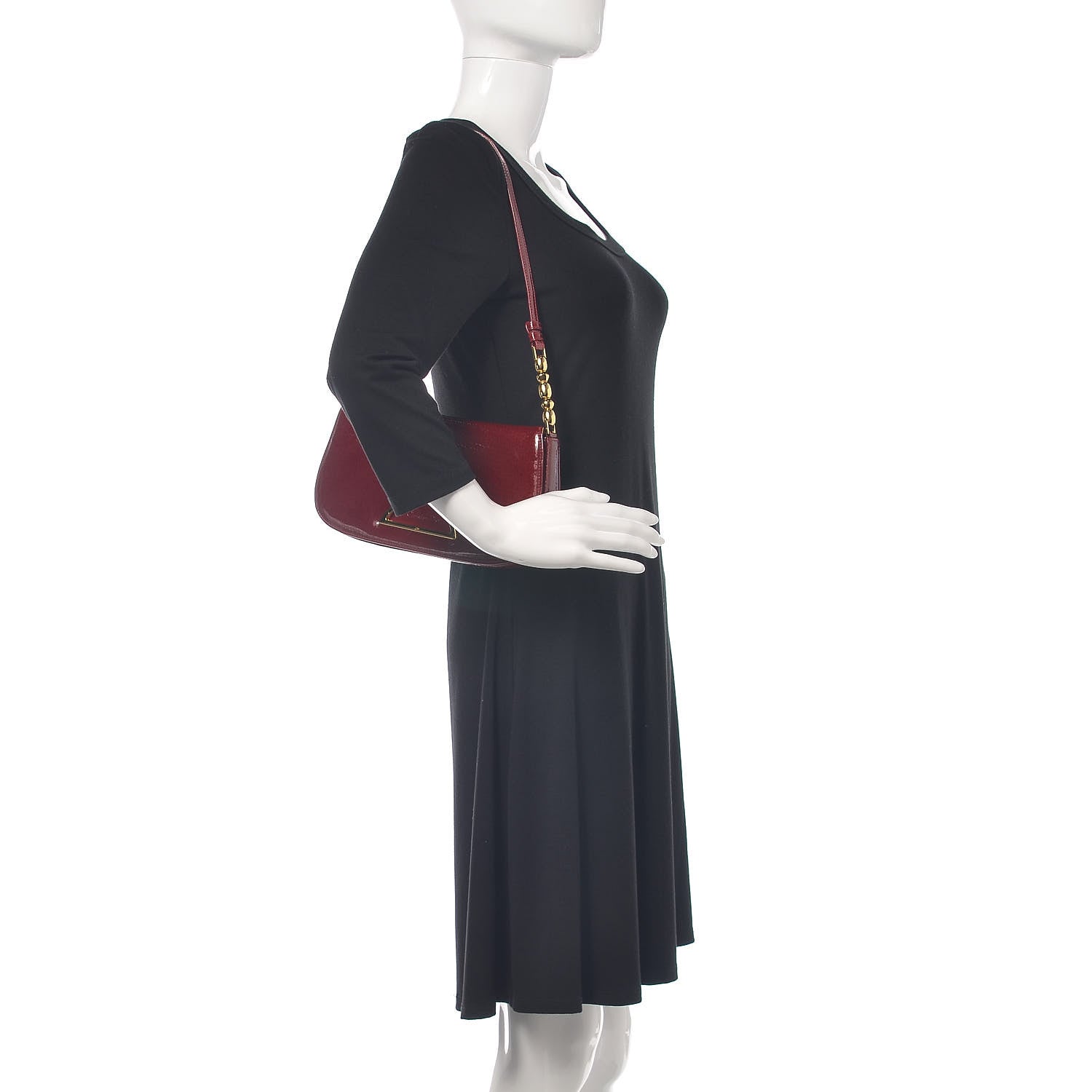 Christian Dior Patent Trotter Maris Pearl Shoulder Bag Dark Red 2 of 11