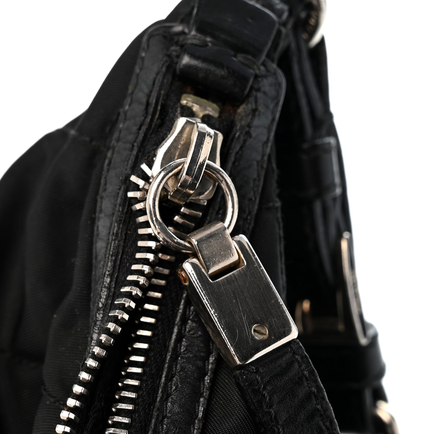 Nylon Tessuto Impuntu Quilted Shoulder Bag Black