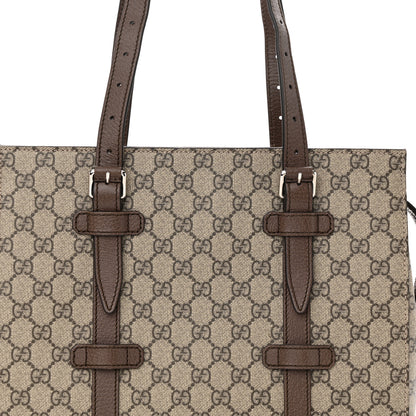 Gucci GG Supreme Monogram Textured Dollar Calfskin Medium Detail Tote Beige Ebony New Acero 8 of 10