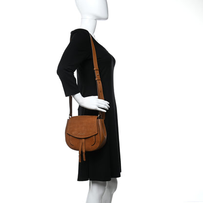 Marc Jacobs Calfskin Crocodile Embossed Maverick Saddle Bag Brandy 2 of 8