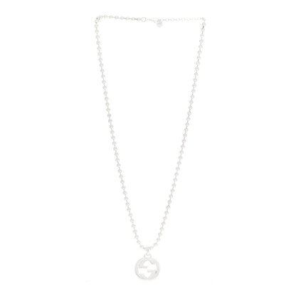 Gucci Sterling Silver Interlocking GG Pendant Beaded Necklace 3 of 7