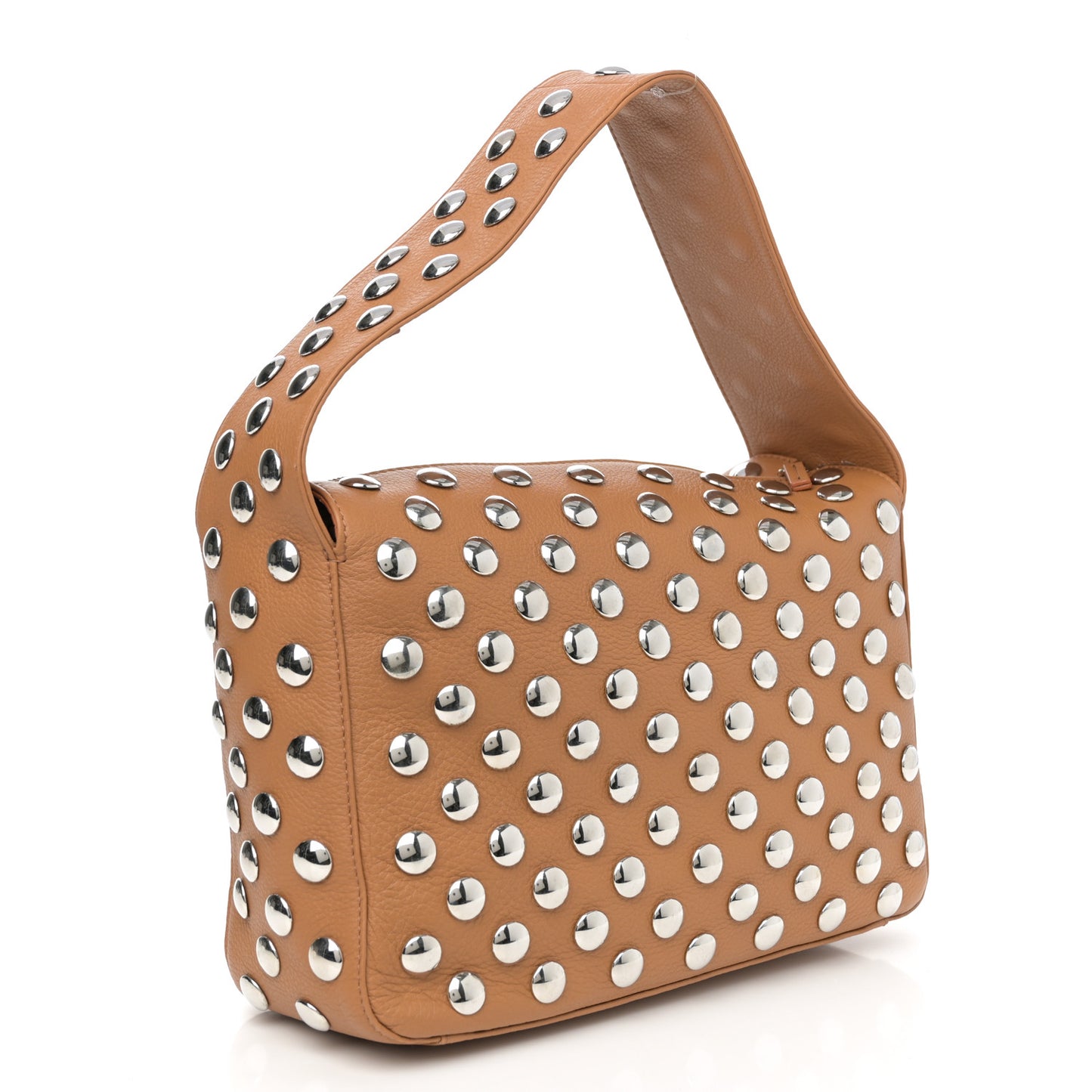 Pebbled Sport Calfskin Studded Elena Nougat