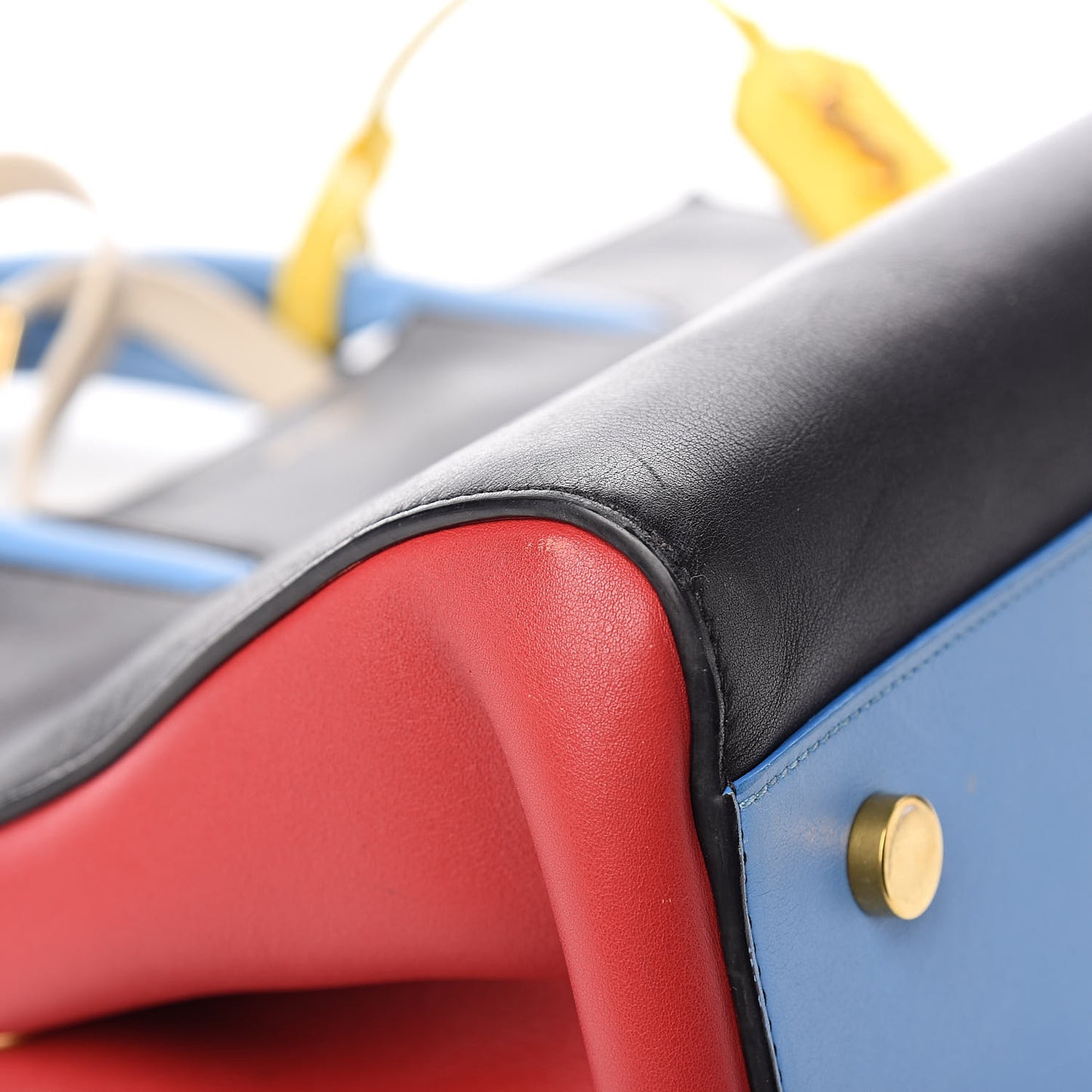 Calfskin Small Cabas Rive Gauche Bag Black Red Yellow White