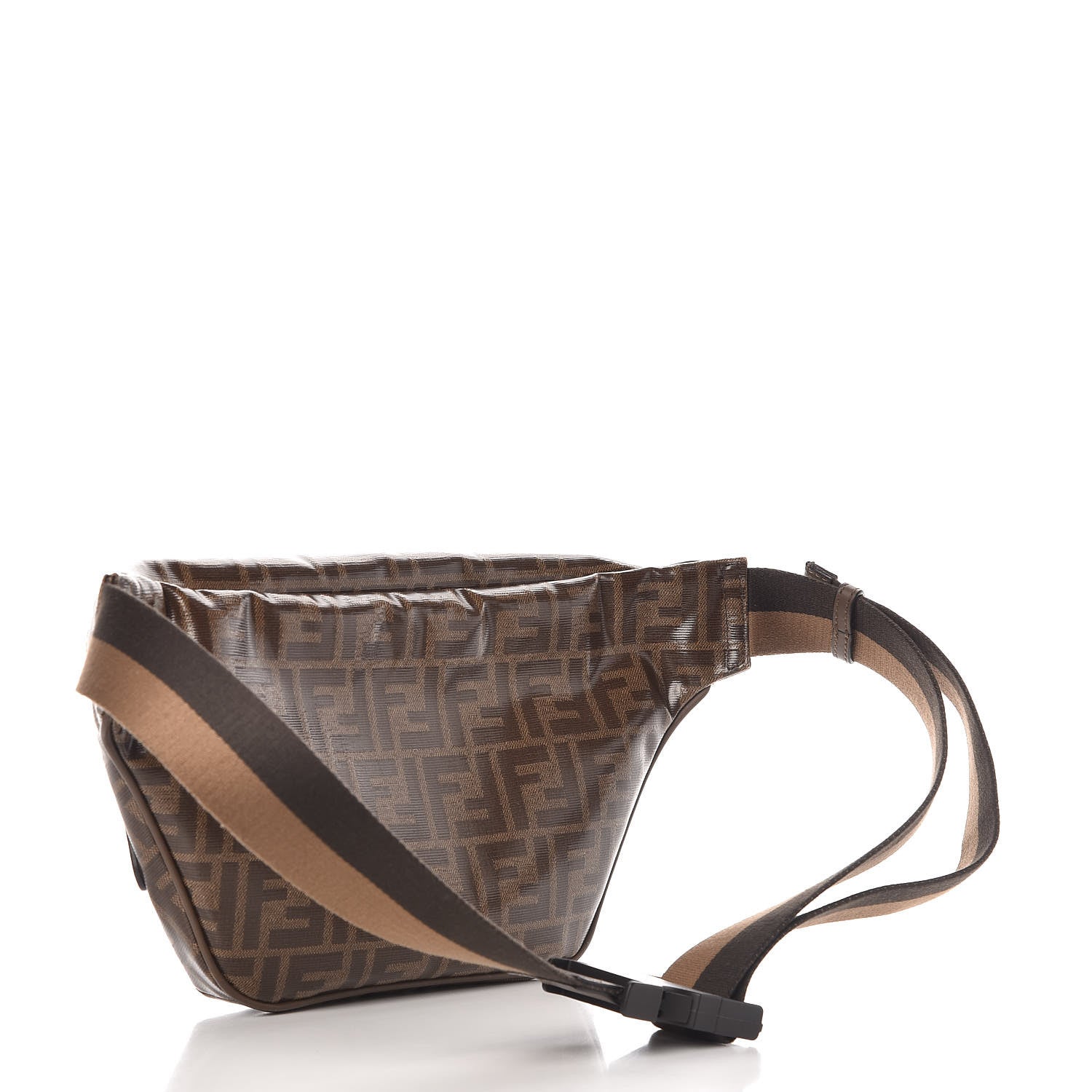 Fendi X FILA Glazed Fabric Vitello Century FF 1974 Mania Belt Bag Mogano Panna Blueberry 3 of 9