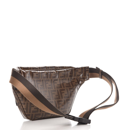 Fendi X FILA Glazed Fabric Vitello Century FF 1974 Mania Belt Bag Mogano Panna Blueberry 3 of 9