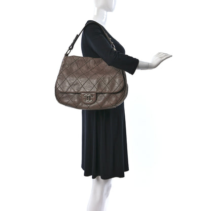 Chanel Glazed Calfskin Stitched XL On The Road Flap Brown 2 of 11