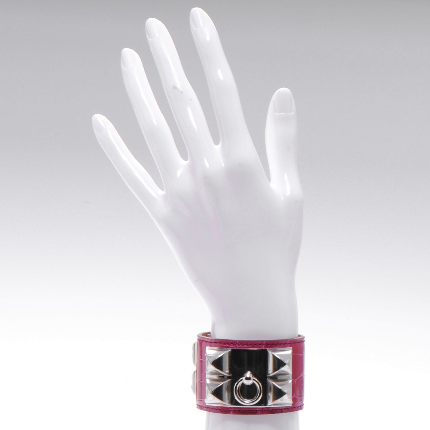 Hermes Alligator Collier De Chien CDC Bracelet Fuchsia Small 2 of 7