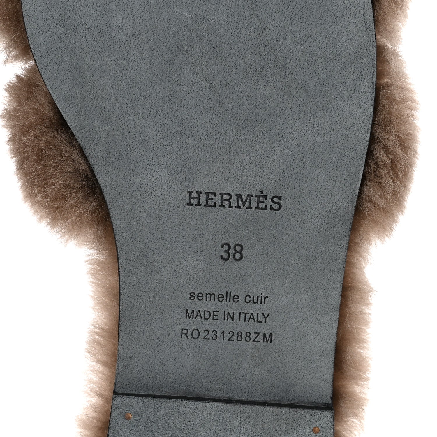 Hermes Woolskin Oran Sandals 38 Etoupe 7 of 8