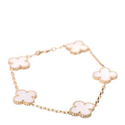 Van Cleef & Arpels 18K Yellow Gold Mother of Pearl 5 Motifs Vintage Alhambra Bracelet 1 of 6