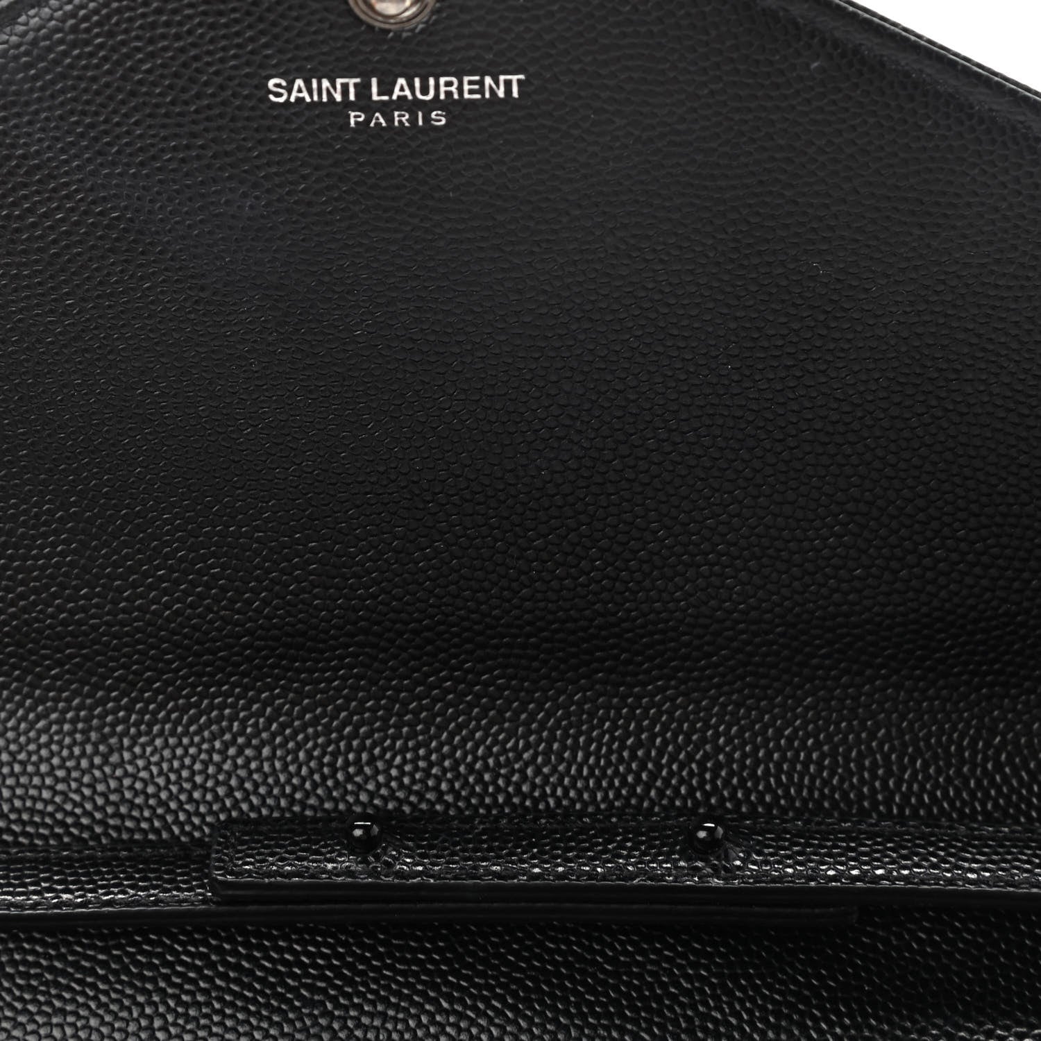 Saint Laurent Grain De Poudre Matelasse Chevron Monogram Chain Wallet Black 10 of 16