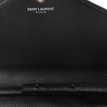 Saint Laurent Grain De Poudre Matelasse Chevron Monogram Chain Wallet Black 10 of 16