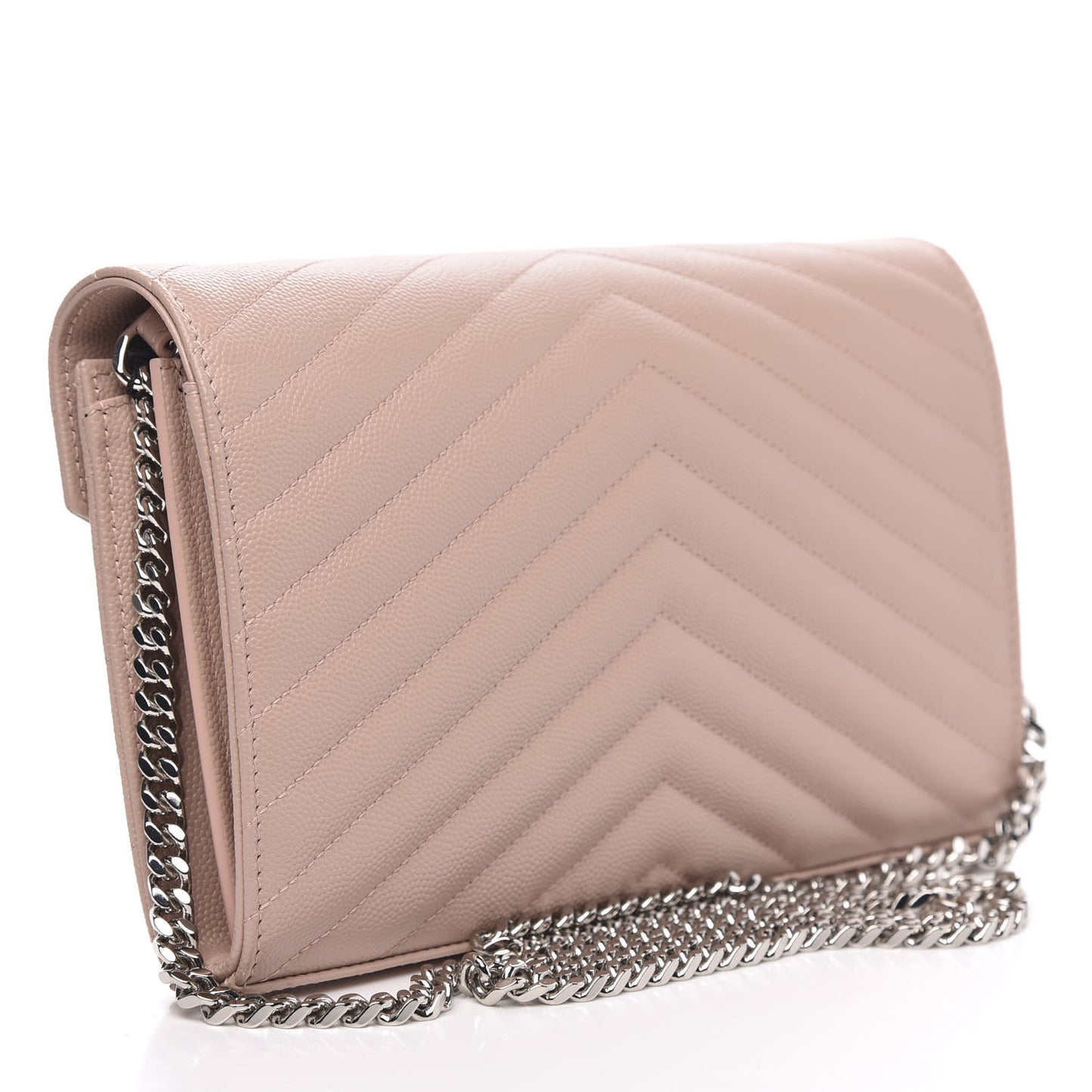 Grain De Poudre Matelasse Chevron Monogram Chain Wallet Pale Pink