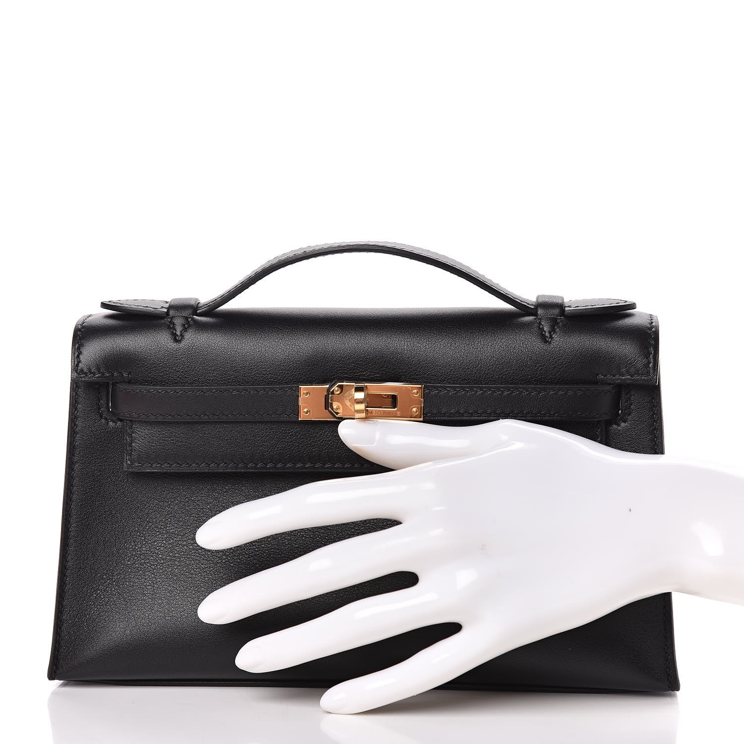 Hermes Swift Kelly Pochette Clutch Black 2 of 9