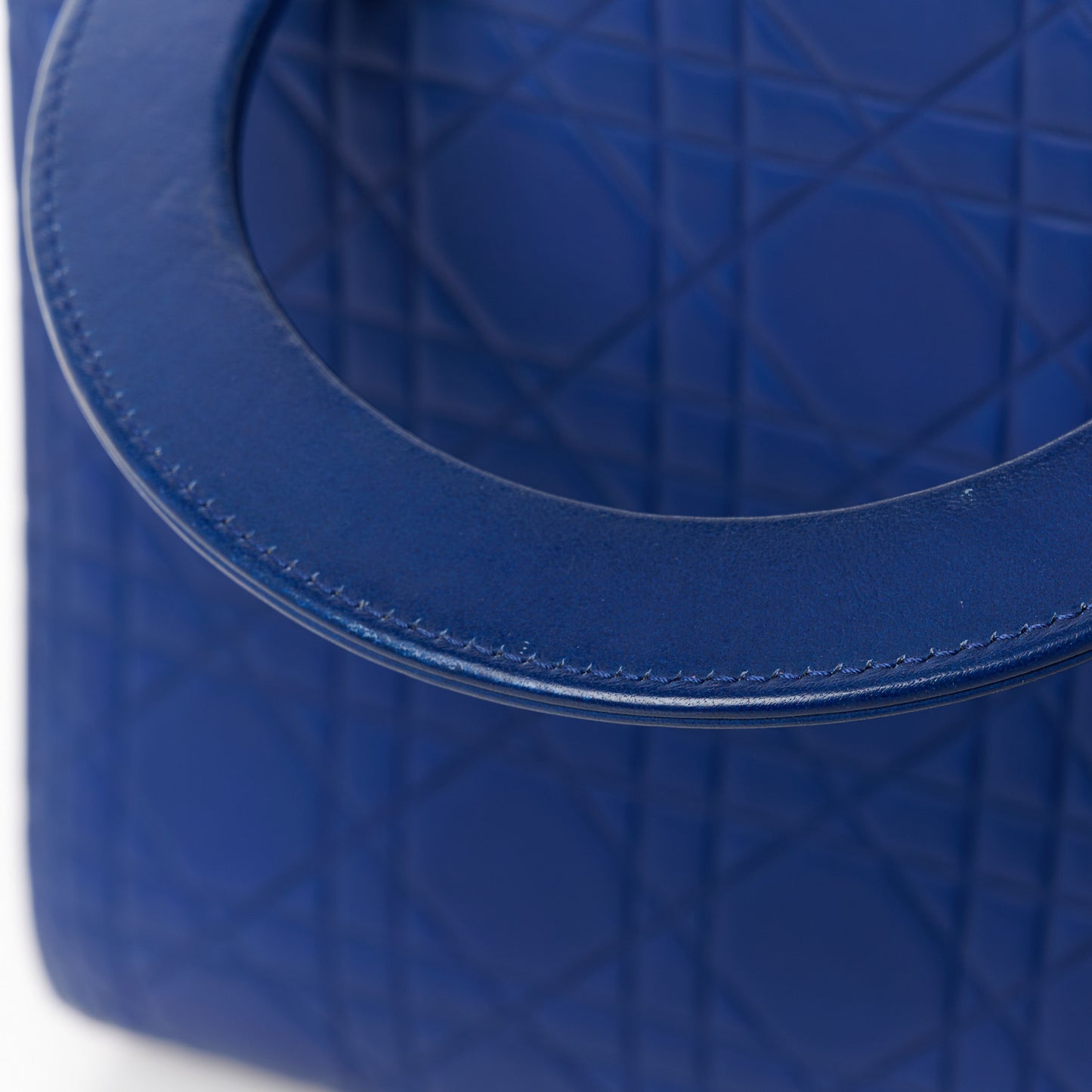 Ultra Matte Calfskin Embossed Cannage Medium Lady Dior Blue