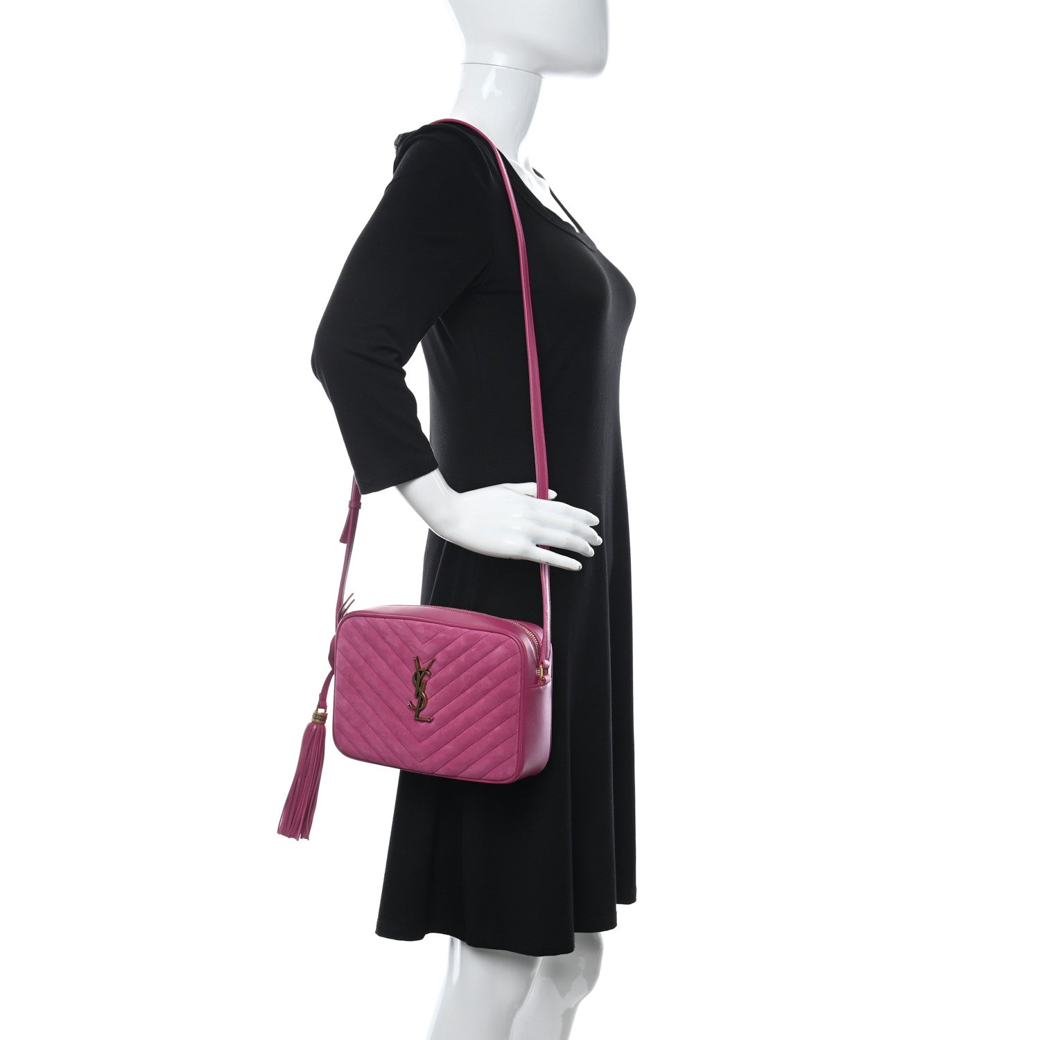 Saint Laurent Suede Matelasse Monogram Lou Camera Bag Rose 2 of 8