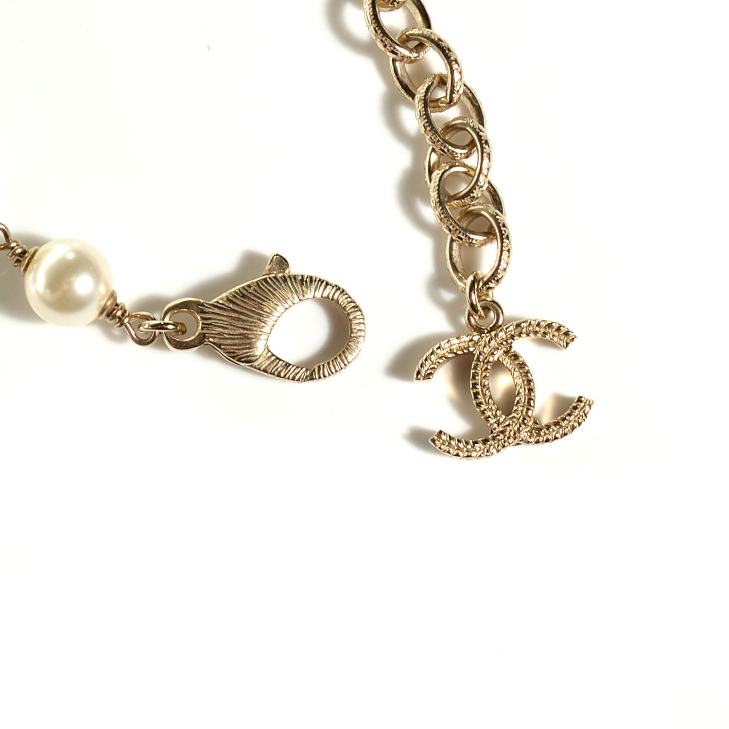 Chanel Pearl Camellia CC Long Necklace Gold Pink Green 5 of 6