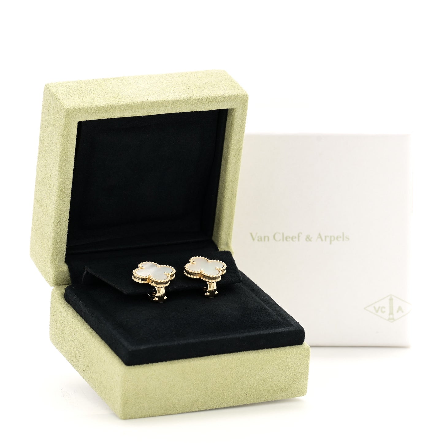18K Yellow Gold Mother of Pearl Vintage Alhambra Earrings