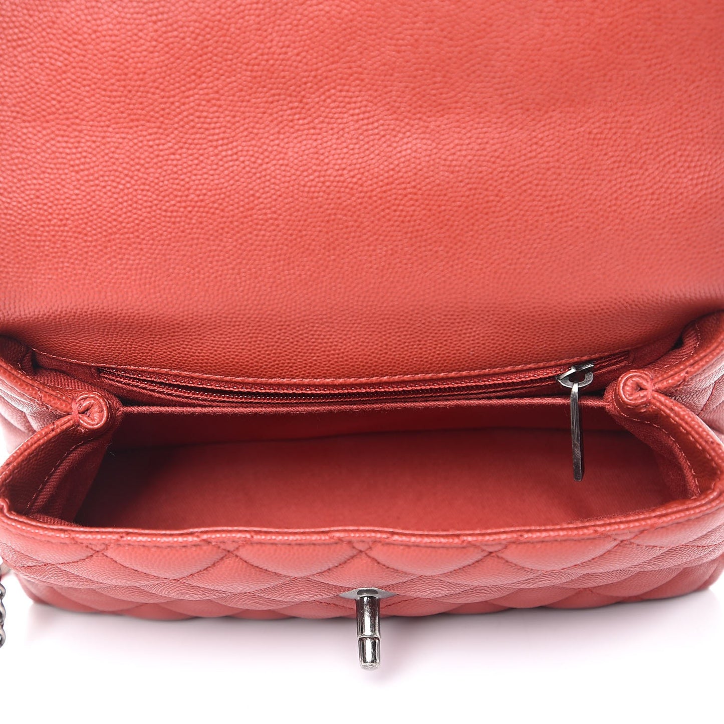 Caviar Quilted Mini Coco Handle Flap Red