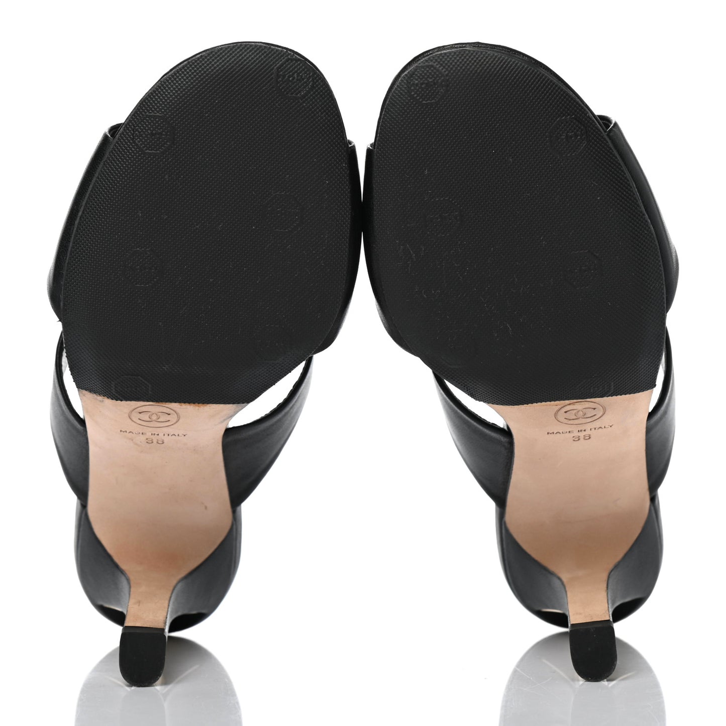 Lambskin Pearl Sandal Mules 38 Black