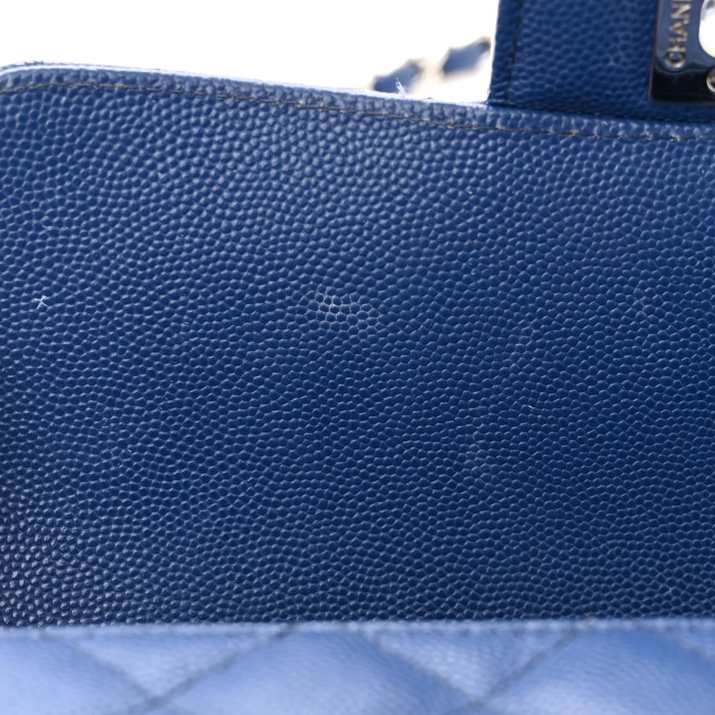 Caviar Quilted Mini Rectangular Flap Blue