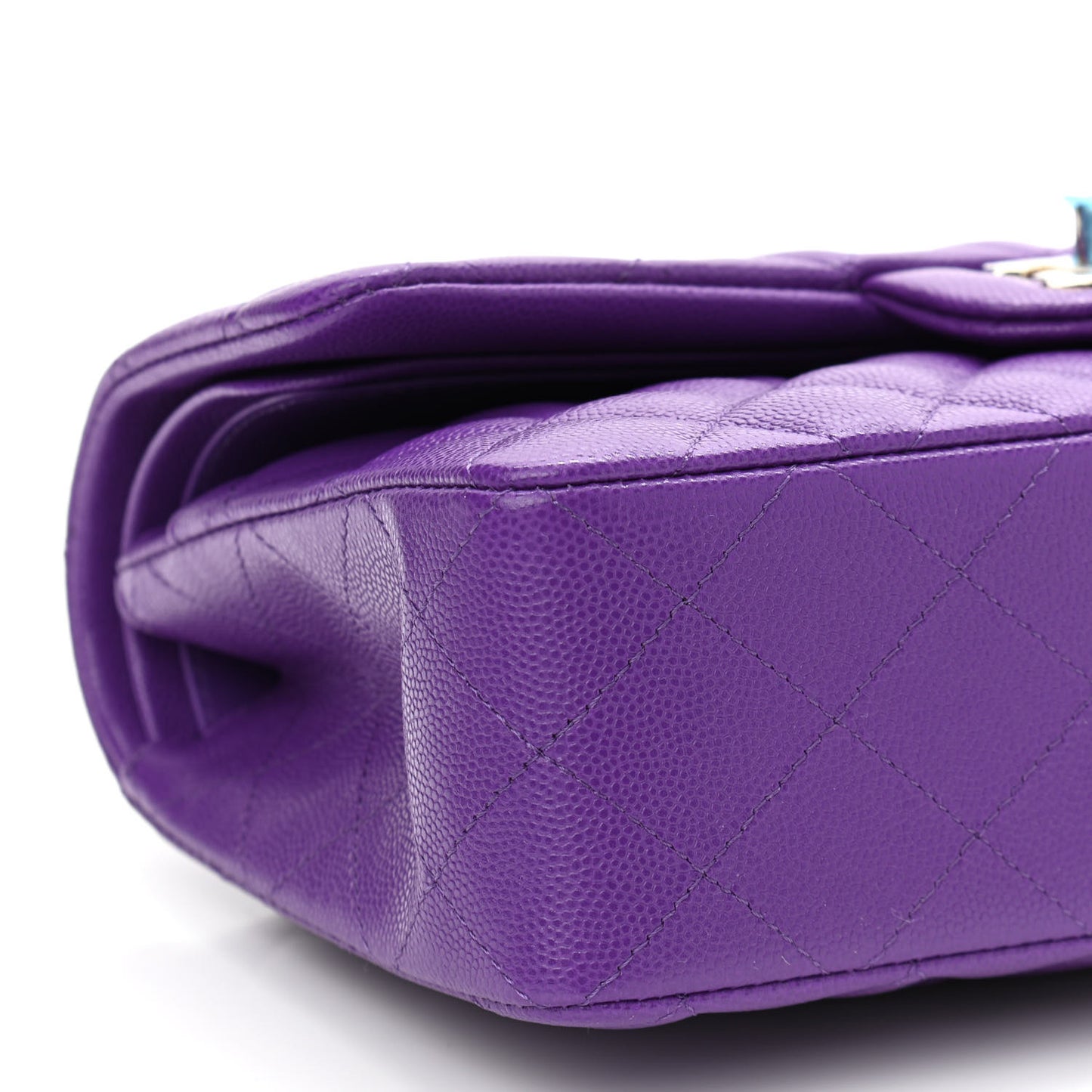 Caviar Quilted Small Double Flap Dark Purple
