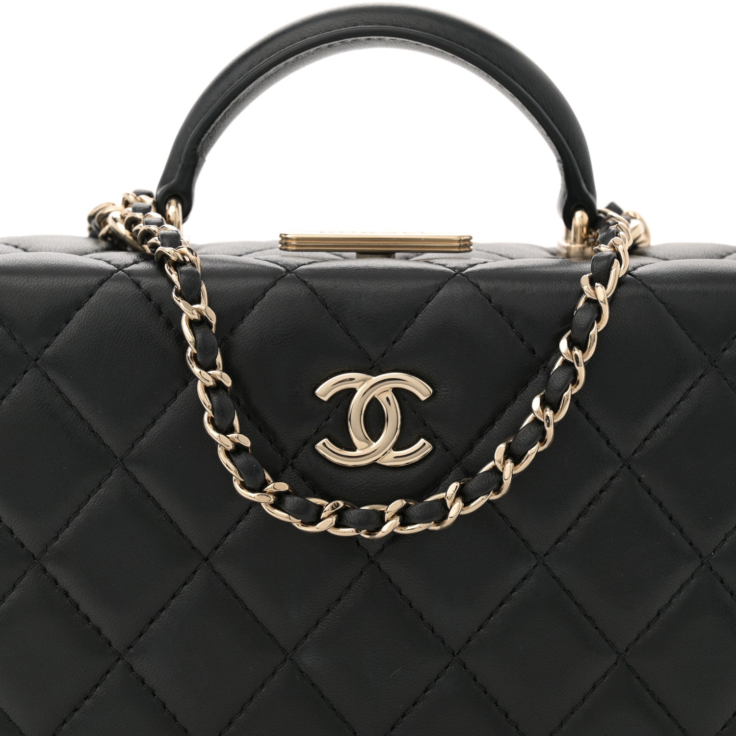 Chanel Lambskin Quilted Small CC Top Handle Box Bag Black 8 of 12