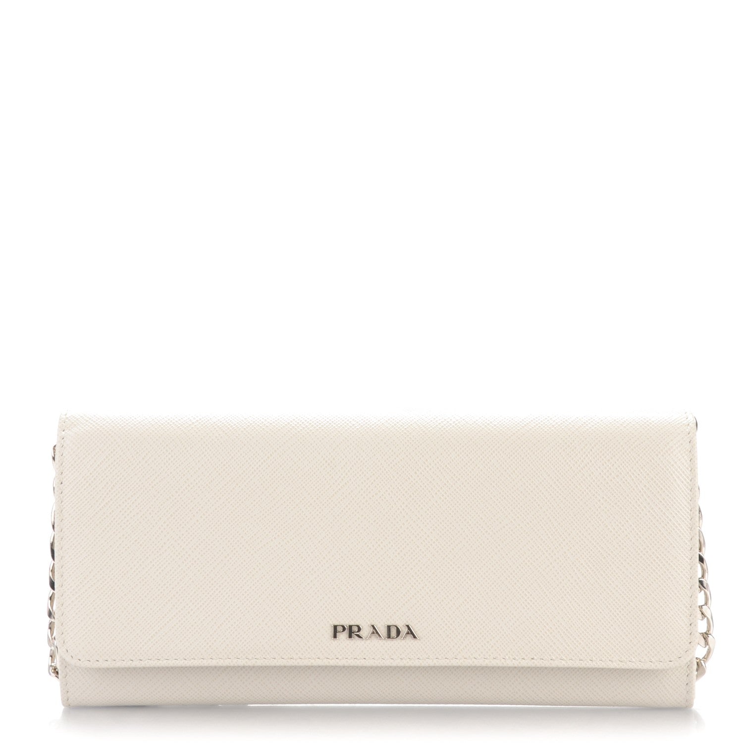 Prada Saffiano Bi-Color Wallet On Chain Talco Nero Black 1 of 6