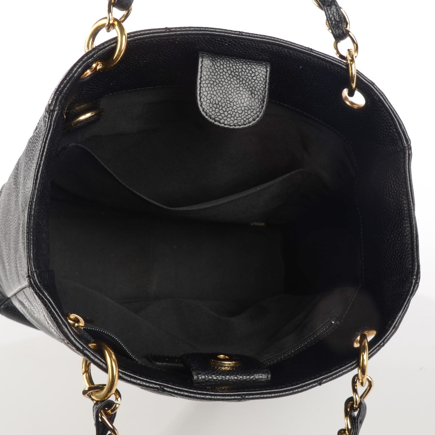 Caviar Quilted Petit Shopping Tote PST Black