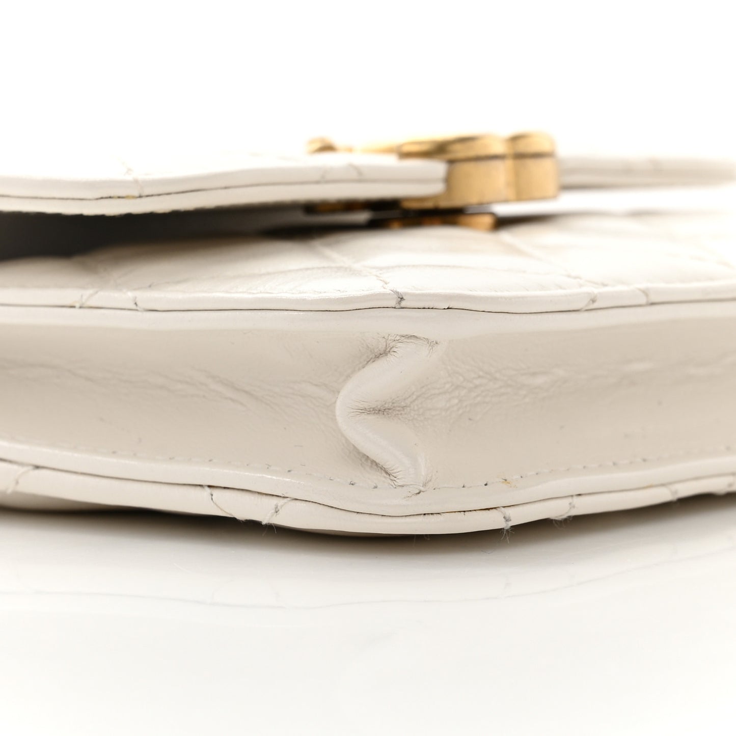 Calfskin Quilted Perfect Fit Coin Purse With Chain White