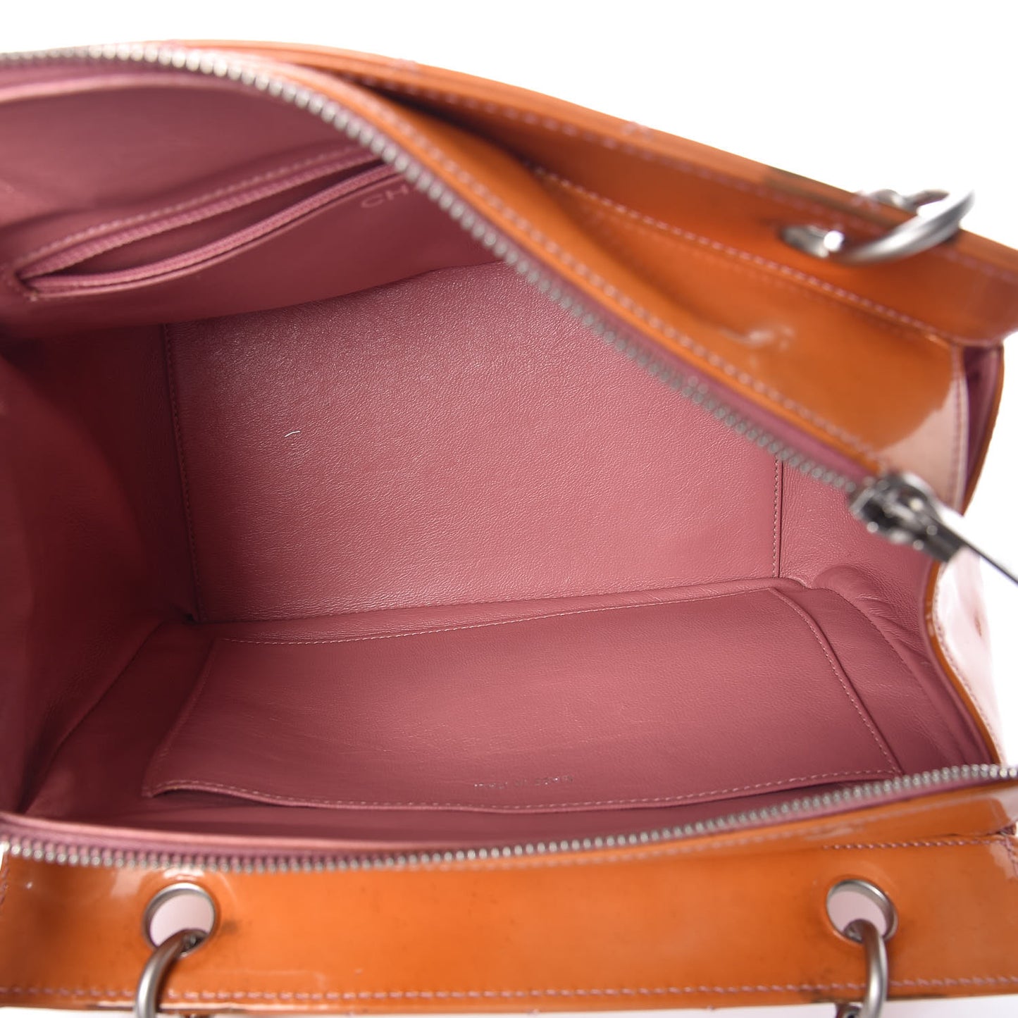 Patent Quilted Timeless Tote Orange