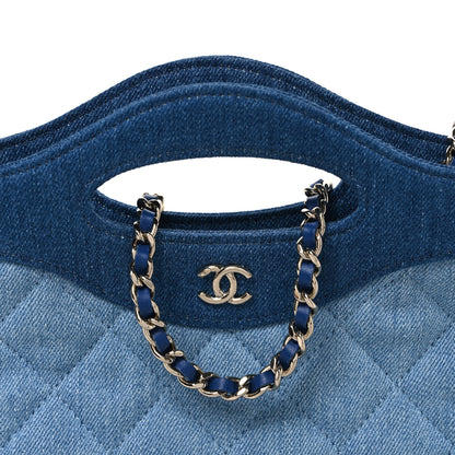 Chanel Denim Quilted Nano 31 Shopping Bag Light Blue Dark Blue 8 of 10