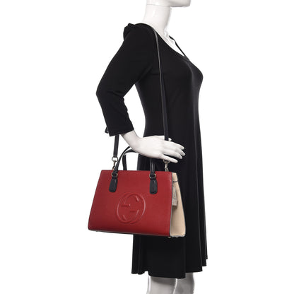 Gucci Dollar Calfskin Medium Soho Top Handle Satchel Hibiscus Red 2 of 10