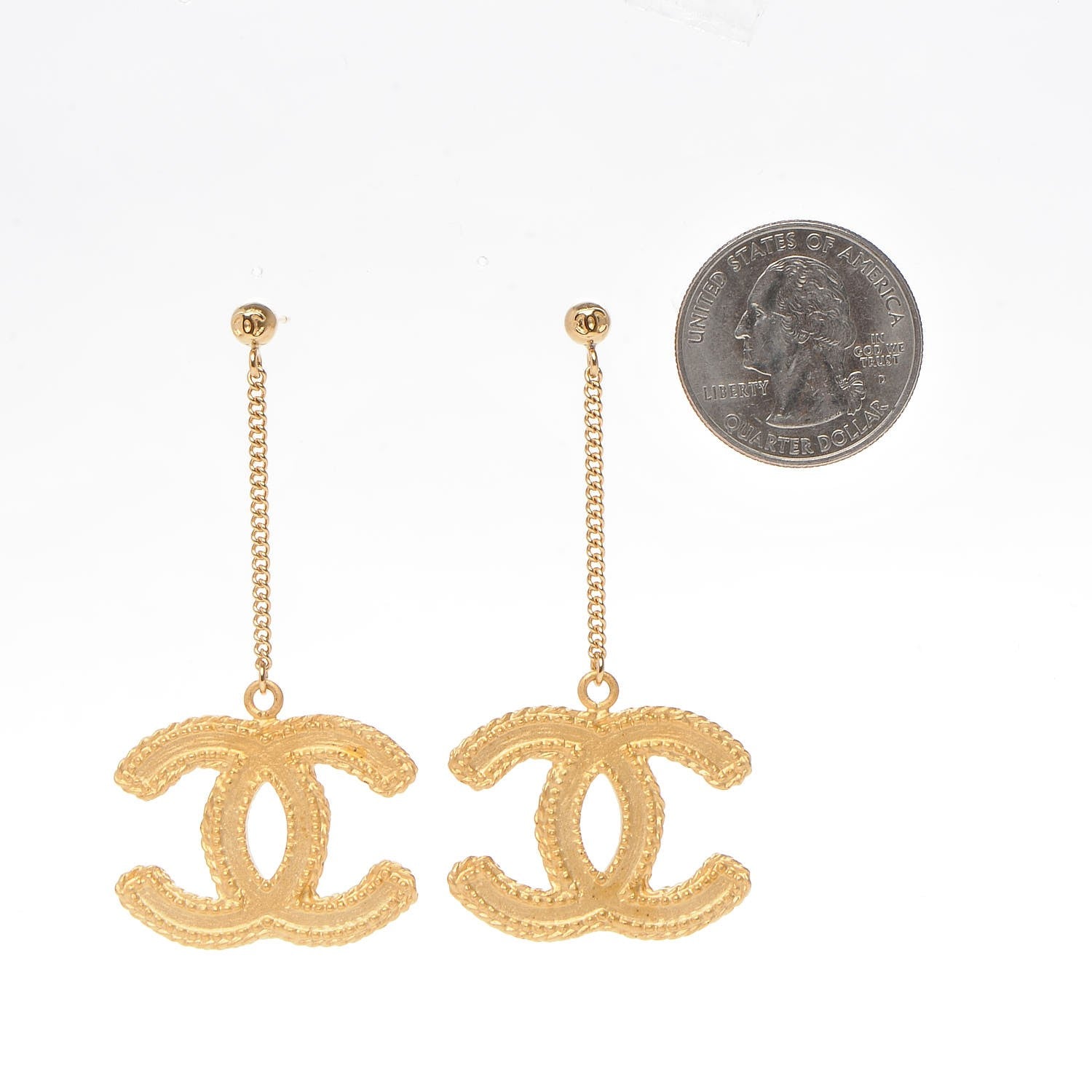 Chanel CC Drop Earrings Gold 2 of 4