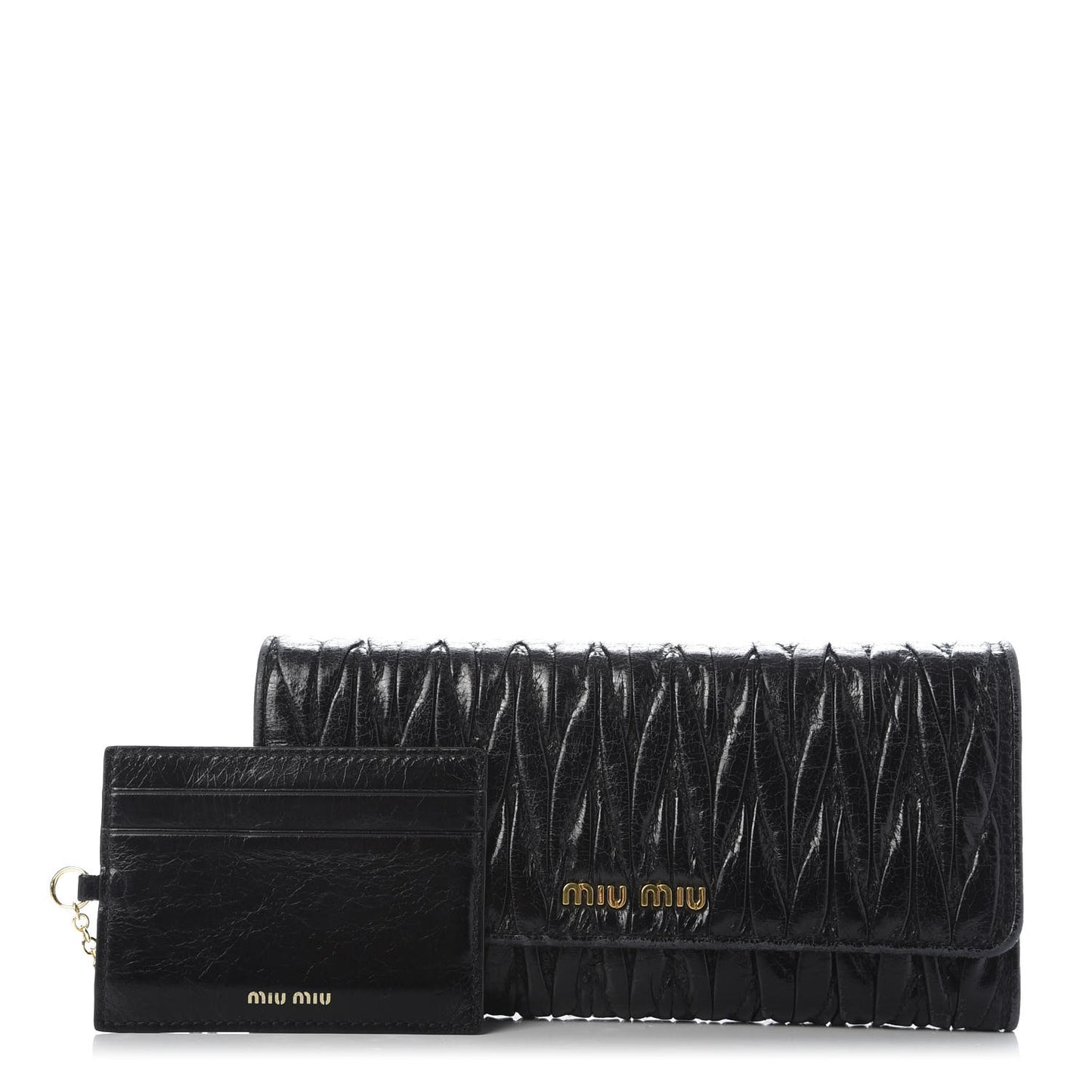 Nappa Matelasse Flap Wallet Black