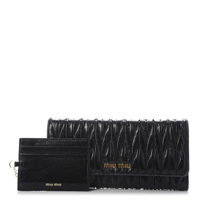 Miu Miu Nappa Matelasse Flap Wallet Black 1 of 10