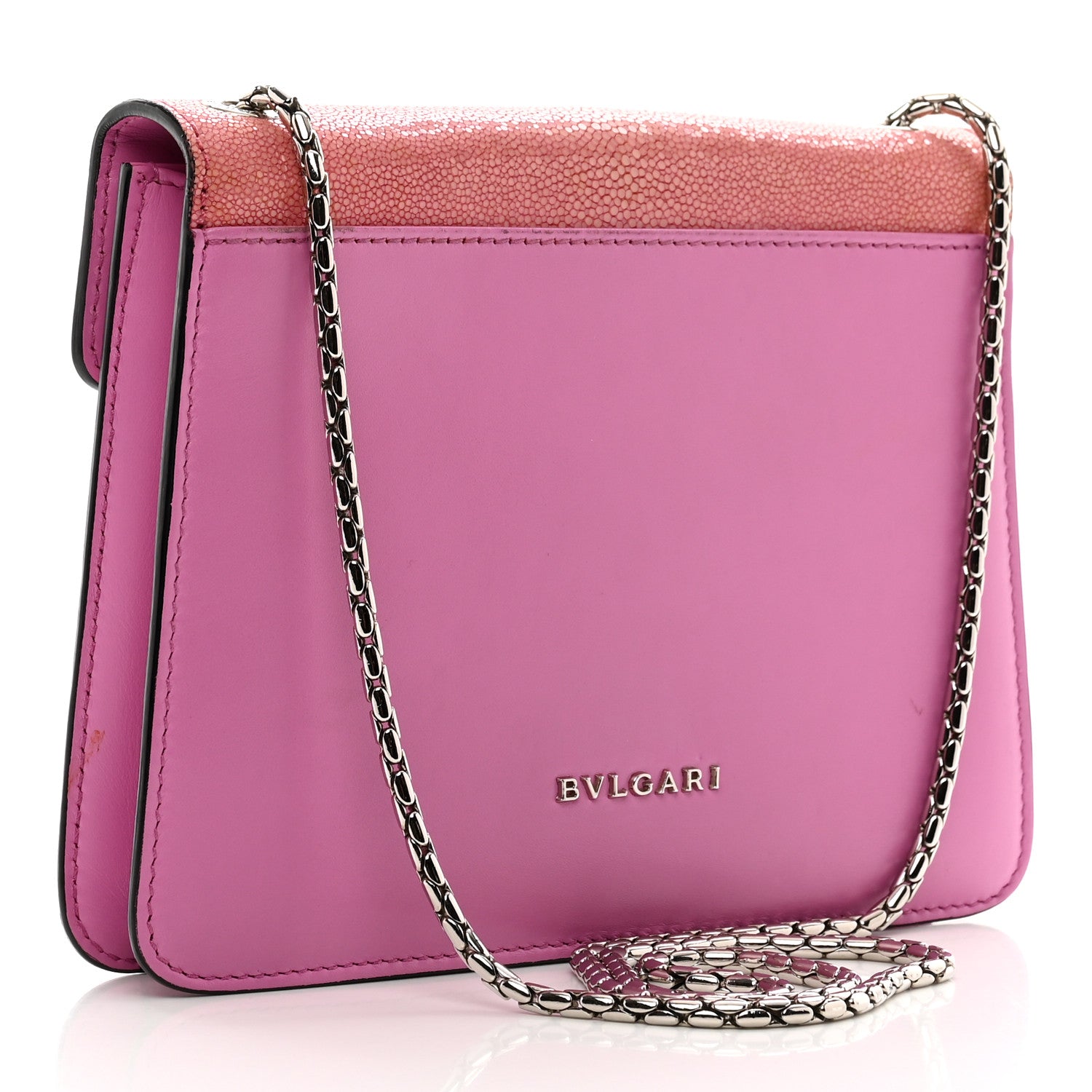 Bulgari Calfskin Galuchat Serpenti Forever Crossbody Bag Pink 3 of 13