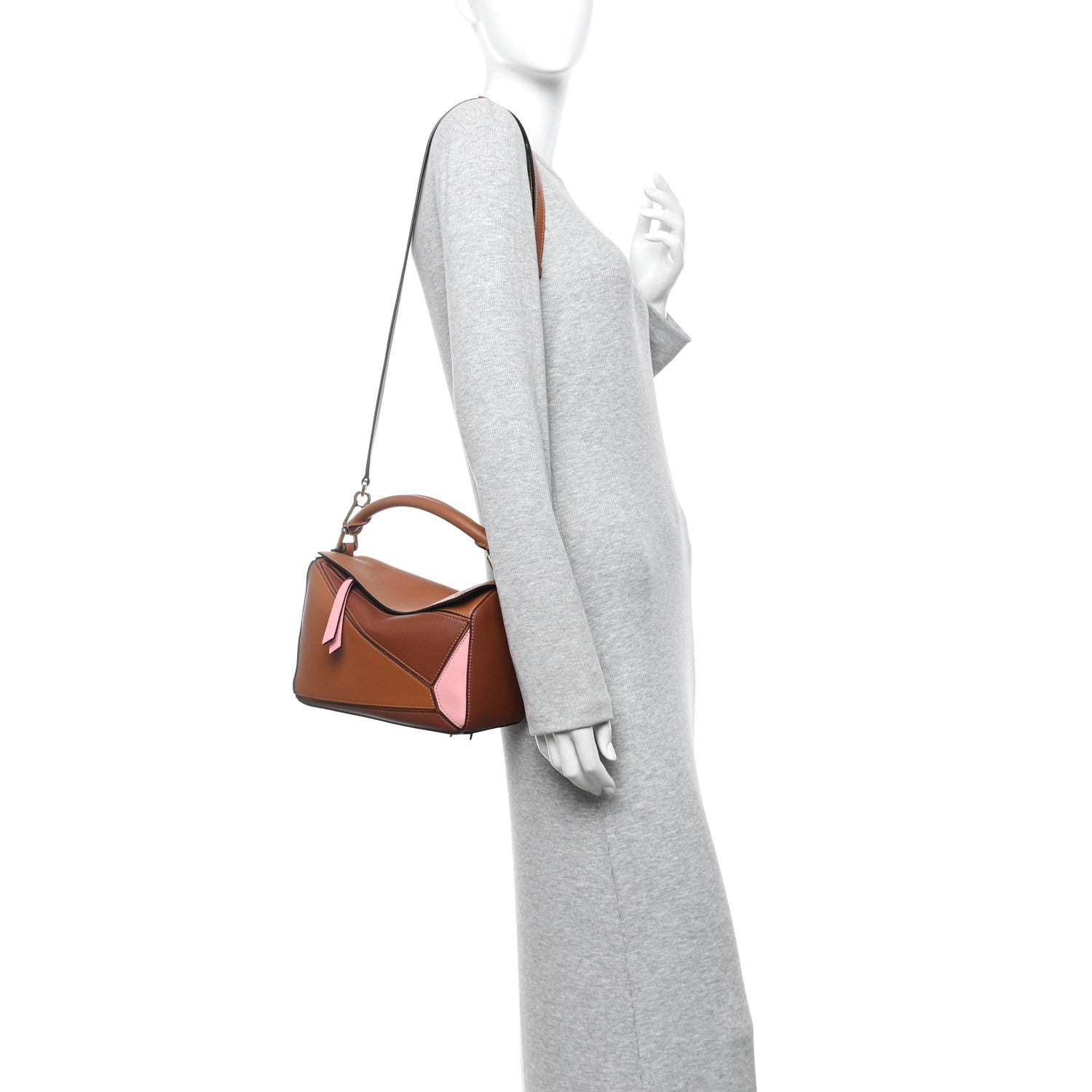 Loewe Calfskin Small Puzzle Bag Tan Medium Pink 2 of 13