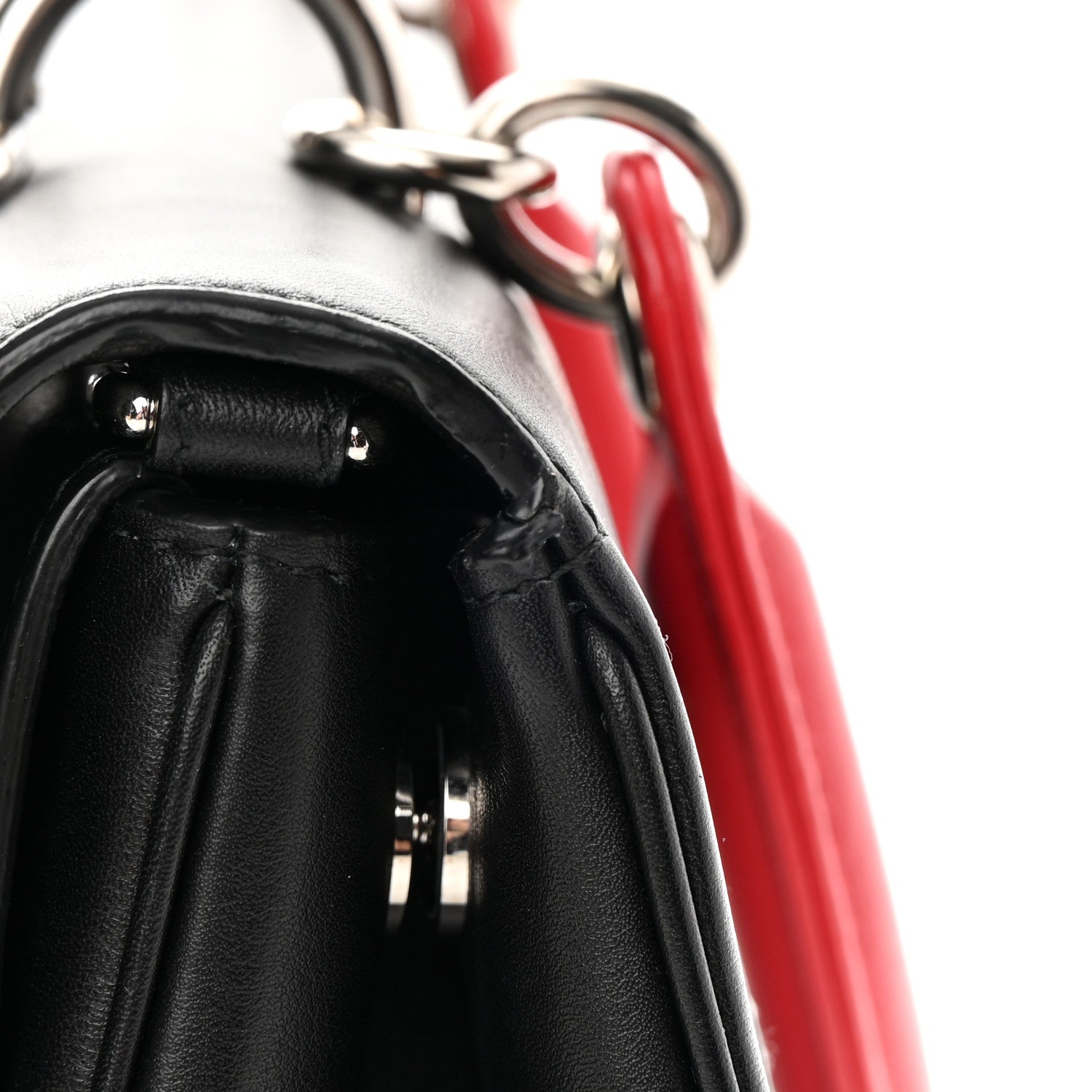 Christian Dior Smooth Calfskin Small Tri-Color Be Dior Flap Black Red White 15 of 17