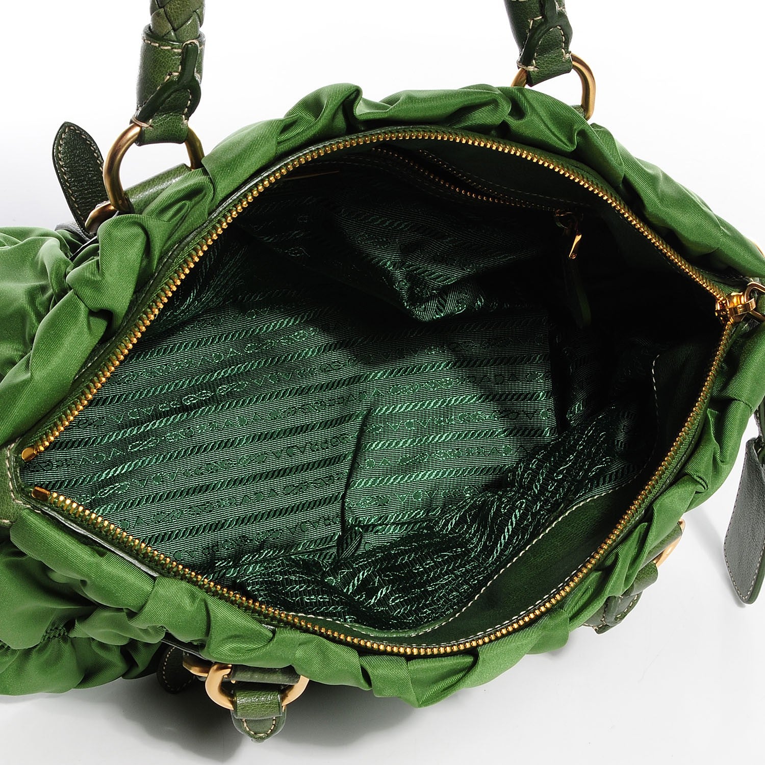 Prada Tessuto Nylon Gaufre Shopping Satchel Green 5 of 8