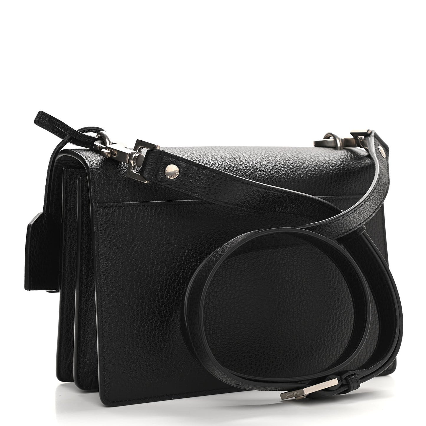 Grained Calfskin Medium Monogram Sunset Satchel Black