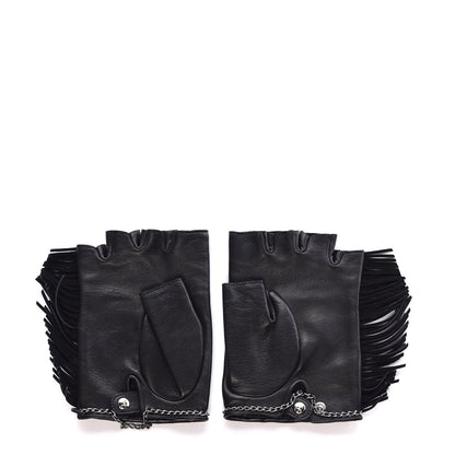 Chanel Lambskin Fringe Fingerless Gloves 8 Black 3 of 7