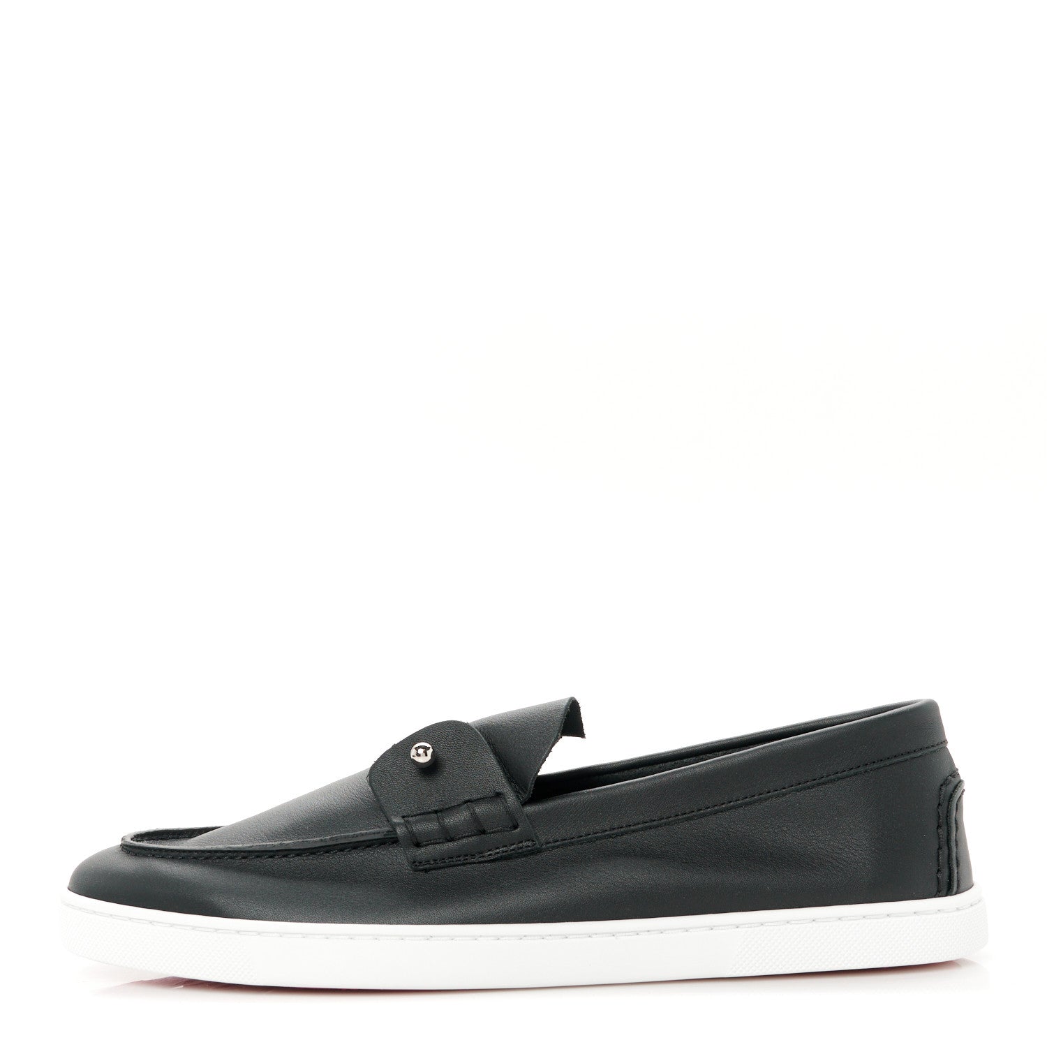 Christian Louboutin Calfskin Mens Chambeliboat Flat Loafers 42.5 Black 1 of 10