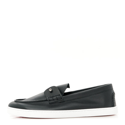 Christian Louboutin Calfskin Mens Chambeliboat Flat Loafers 42.5 Black 1 of 10