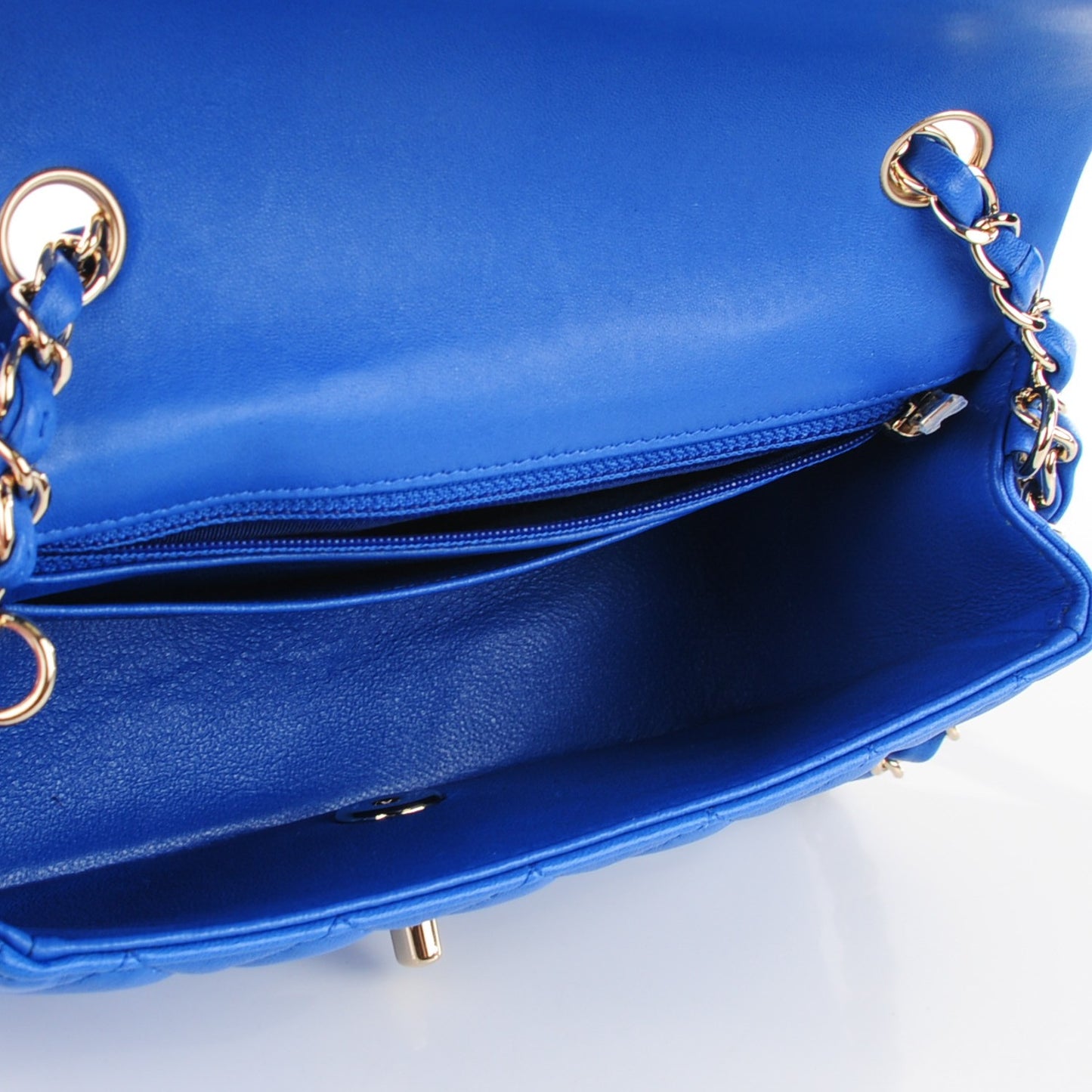Lambskin Quilted Mini Rectangular Flap Blue