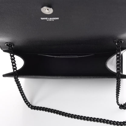 Saint Laurent Grain De Poudre Medium Star Monogram Kate Satchel Black 7 of 9