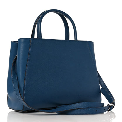 Fendi Vitello Elite Petite 2Jours Tote Blue Cobalto 3 of 10