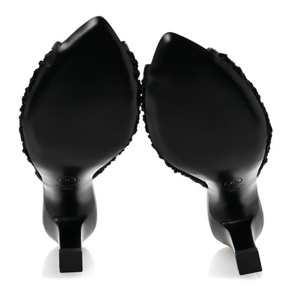 Chanel Mesh Cotton Lambskin CC Coco Beach Mules 38.5 Black 6 of 9